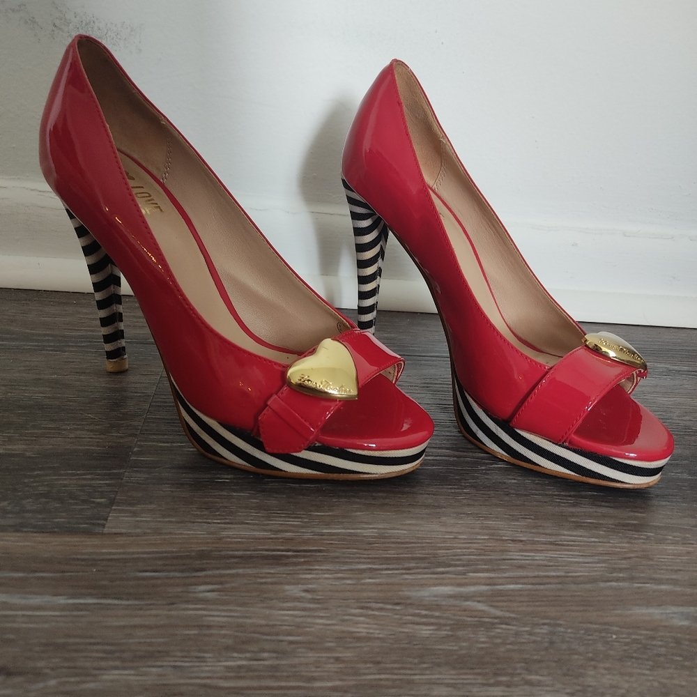 Love Moschino high heeled red sandals